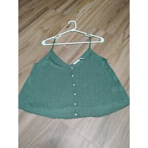 Embossed Thank Top Green Crochet Medium